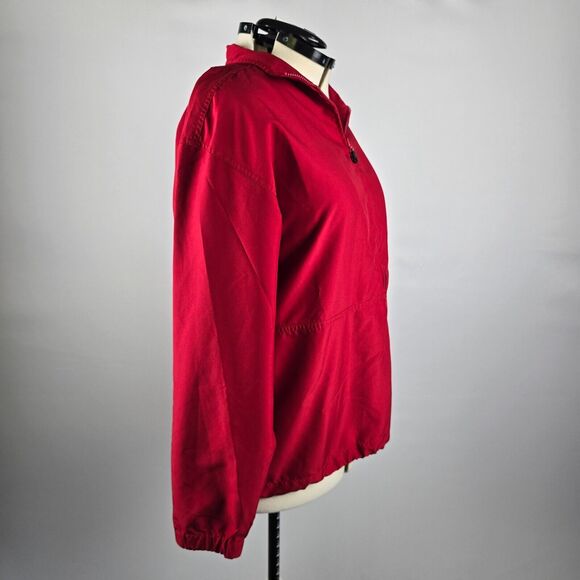 Cutter & Buck Jacket Women's Large Red Solid Half Zip Pullover Waist Draw Cord - Picture 6 of 10